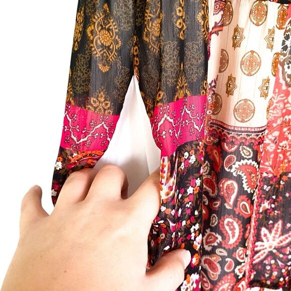 Piper and Scoot Pink Red Paisley Bohemian Sleeveless Maxi Dress Size XS - Picture 4 of 9